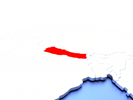 Nepal in red color on simple elegant political globe. 3D illustrationの写真素材
