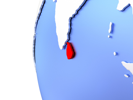 Map of Sri Lanka on elegant metallic globe. 3D illustrationの写真素材