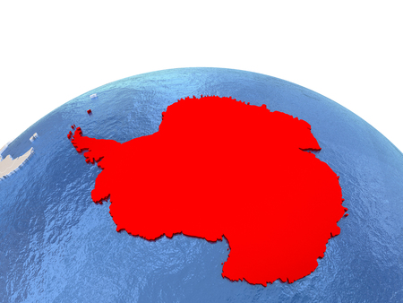 Map of Antarctica on globe with embossed continents. 3D illustrationの写真素材