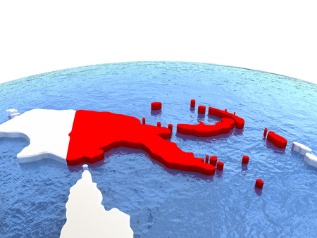 Map of Papua New Guinea on globe with embossed continents. 3D illustrationの写真素材