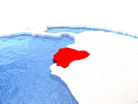 Map of Ecuador on globe with embossed continents. 3D illustrationの写真素材