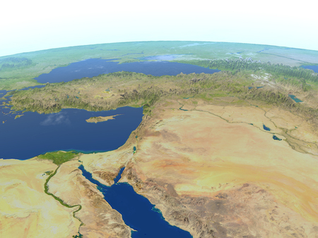 Middle East. 3D illustration with detailed planet surface.の写真素材