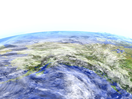 Alaska on model of Earth. 3D illustration with realistic planet surface.の写真素材