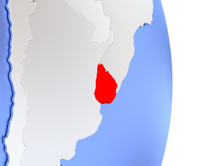Map of Uruguay on an elegant polished globe. 3D illustrationの写真素材
