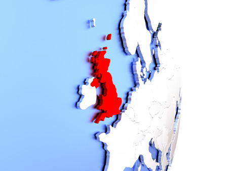 Map of United Kingdom on an elegant polished globe. 3D illustrationの写真素材