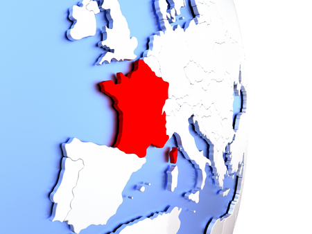 Map of France on an elegant polished globe. 3D illustrationの写真素材