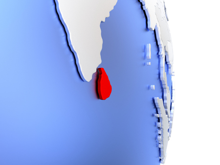 Map of Sri Lanka on an elegant polished globe. 3D illustrationの写真素材