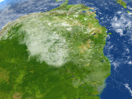 Amazon rainforest. 3D illustration with detailed planet surface.の写真素材