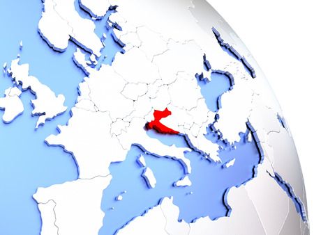 Map of Croatia on elegant shiny globe. 3D illustrationの写真素材