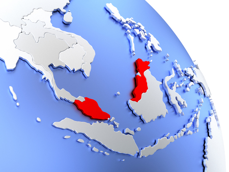 Map of Malaysia on elegant shiny globe. 3D illustrationの写真素材