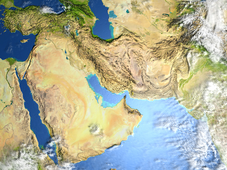 Arab Peninsula. 3D illustration with detailed planet surface.の写真素材