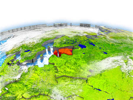 Country of Estonia on model of Earth. 3D illustration. Elements of this image furnished by NASA.の写真素材