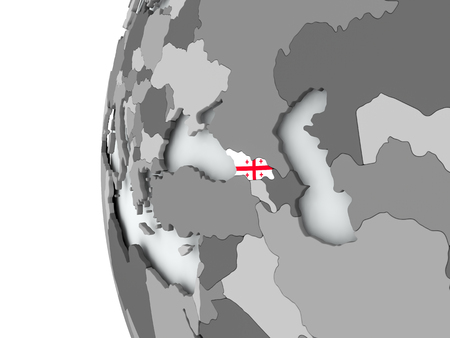 Illustration of Georgia on political globe with embedded flag. 3D illustration.の写真素材
