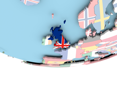 United Kingdom on globe with flag. 3D illustration.の写真素材