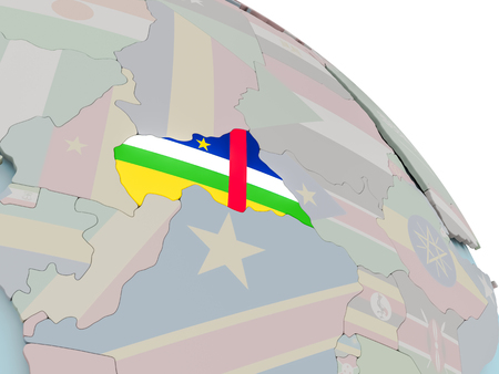 Illustration of Central Africa on political globe with embedded flags. 3D illustration.の写真素材