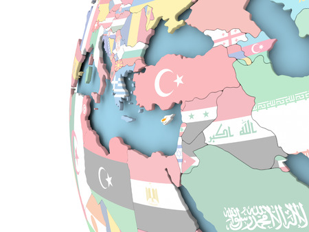 Cyprus on political globe with flag. 3D illustration.の写真素材