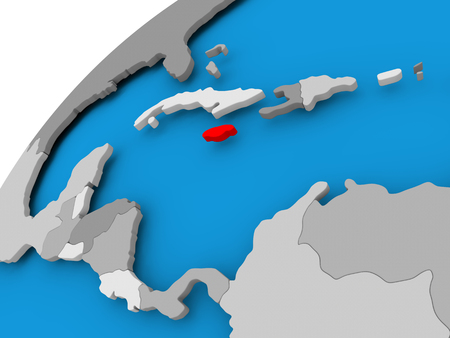 Jamaica on simple political globe with visible country borders. 3D illustration.の写真素材