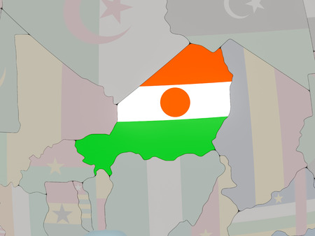 Niger with national flag on political globe. 3D illustration.の写真素材