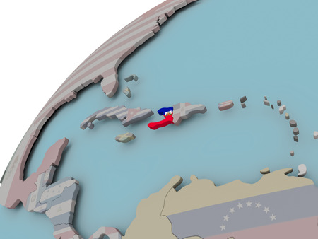 Haiti on political globe with embedded flags. 3D illustration.の写真素材