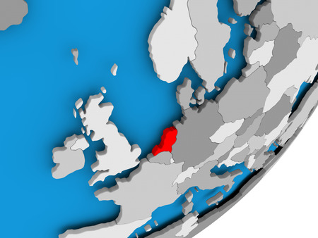 3D render of Netherlands on political globe. 3D illustration.の写真素材