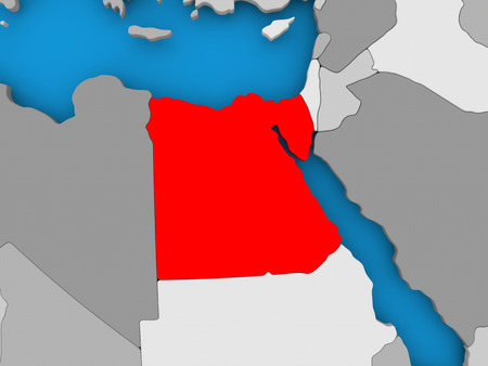 Egypt in red on political map. 3D illustration.の写真素材