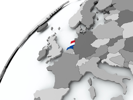 Netherlands with embedded flag on globe. 3D illustration.の写真素材