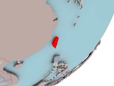 3D render of Taiwan on political globe with embedded flag. 3D illustration.の写真素材