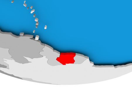 Suriname on 3D model of political globe. 3D illustration.の写真素材