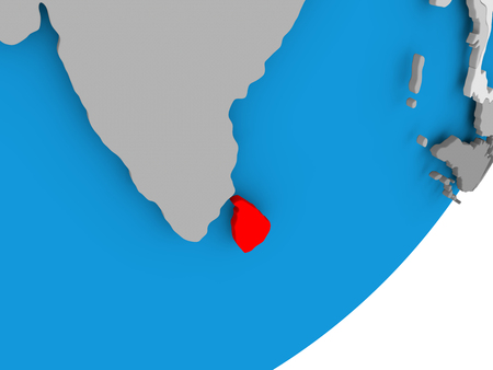 3D render of Sri Lanka on political globe. 3D illustration.の写真素材
