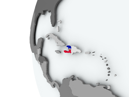 Illustration of Haiti on political globe with embedded flag. 3D illustration.の写真素材