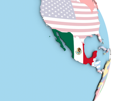 Greenland with embedded flag on globe. 3D illustration.の写真素材