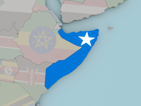 Somalia with national flag on political globe. 3D illustration.の写真素材