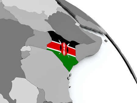 Kenya on globe with flag. 3D illustration.の写真素材