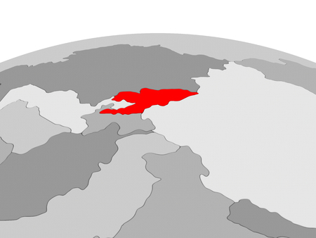Kyrgyzstan highlighted in red on political globe. 3D illustration.の写真素材