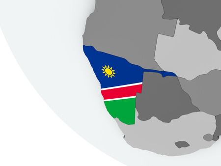 Namibia on political globe with embedded flags. 3D illustration.の写真素材