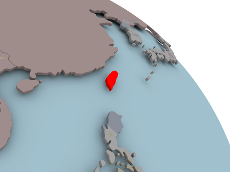 Illustration of Taiwan on political globe with embedded flags. 3D illustration.の写真素材