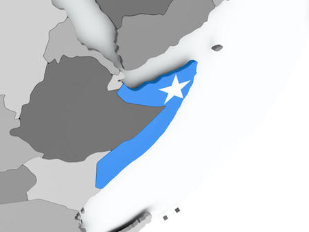 Somalia on political globe with flag. 3D illustration.の写真素材