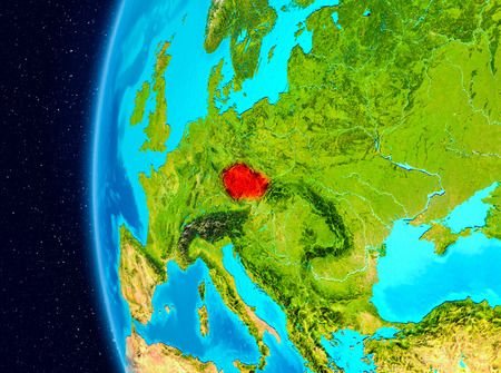 Illustration of Czech republic as seen from Earthâs orbit on planet Earth. 3D illustration.の写真素材