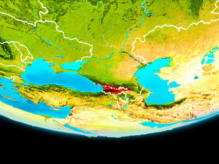 Georgia from orbit of planet Earth with visible borderlines. 3D illustration.の写真素材