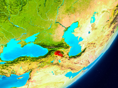 Map of Armenia as seen from space on planet Earth. 3D illustration.の写真素材