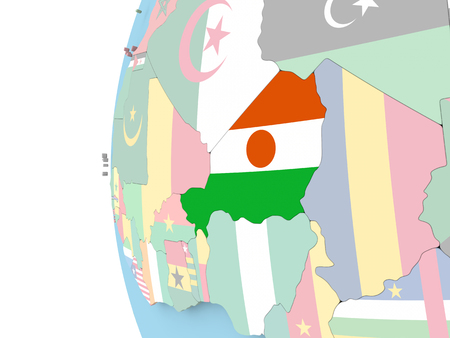 Niger on political globe with flag. 3D illustration.の写真素材
