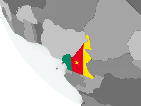 Cameroon on political globe with embedded flags. 3D illustration.の写真素材