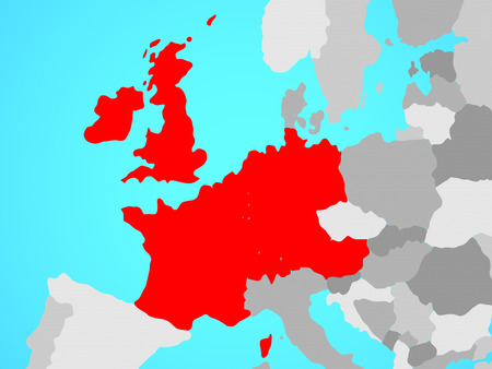 Western Europe on blue political globe. 3D illustration.の写真素材
