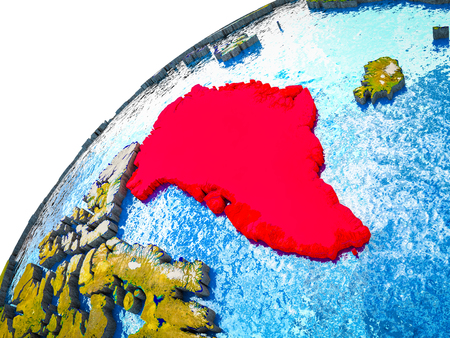 Greenland on 3D Earth model with visible country borders. 3D illustration.の写真素材