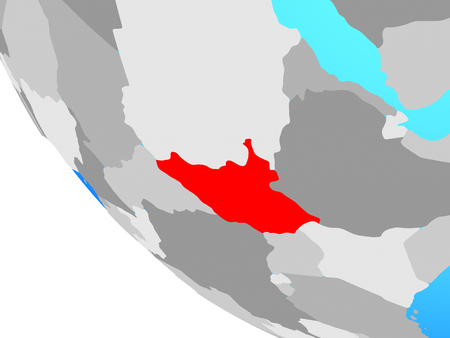 South Sudan on simple globe. 3D illustration.の写真素材
