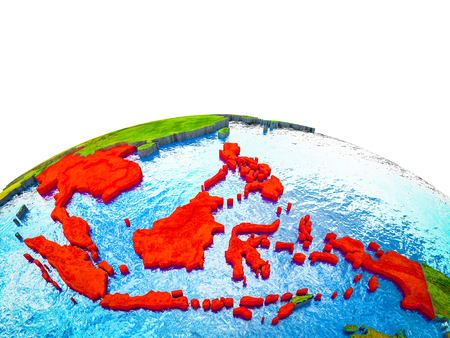 member states on 3D Earth with visible countries and blue oceans with waves. 3D illustration.の写真素材