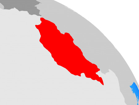 Mongolia on simple blue political globe. 3D illustration.の写真素材