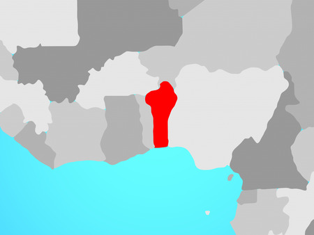 Benin on blue political globe. 3D illustration.の写真素材