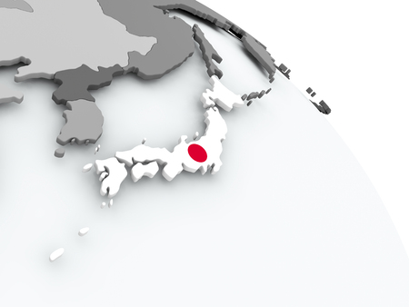 Japan on globe with flag. 3D illustration.の写真素材