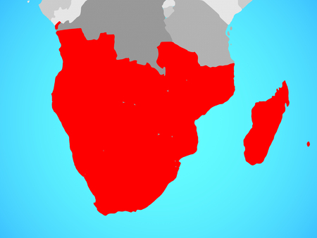 Southern Africa on blue political globe. 3D illustration.の写真素材